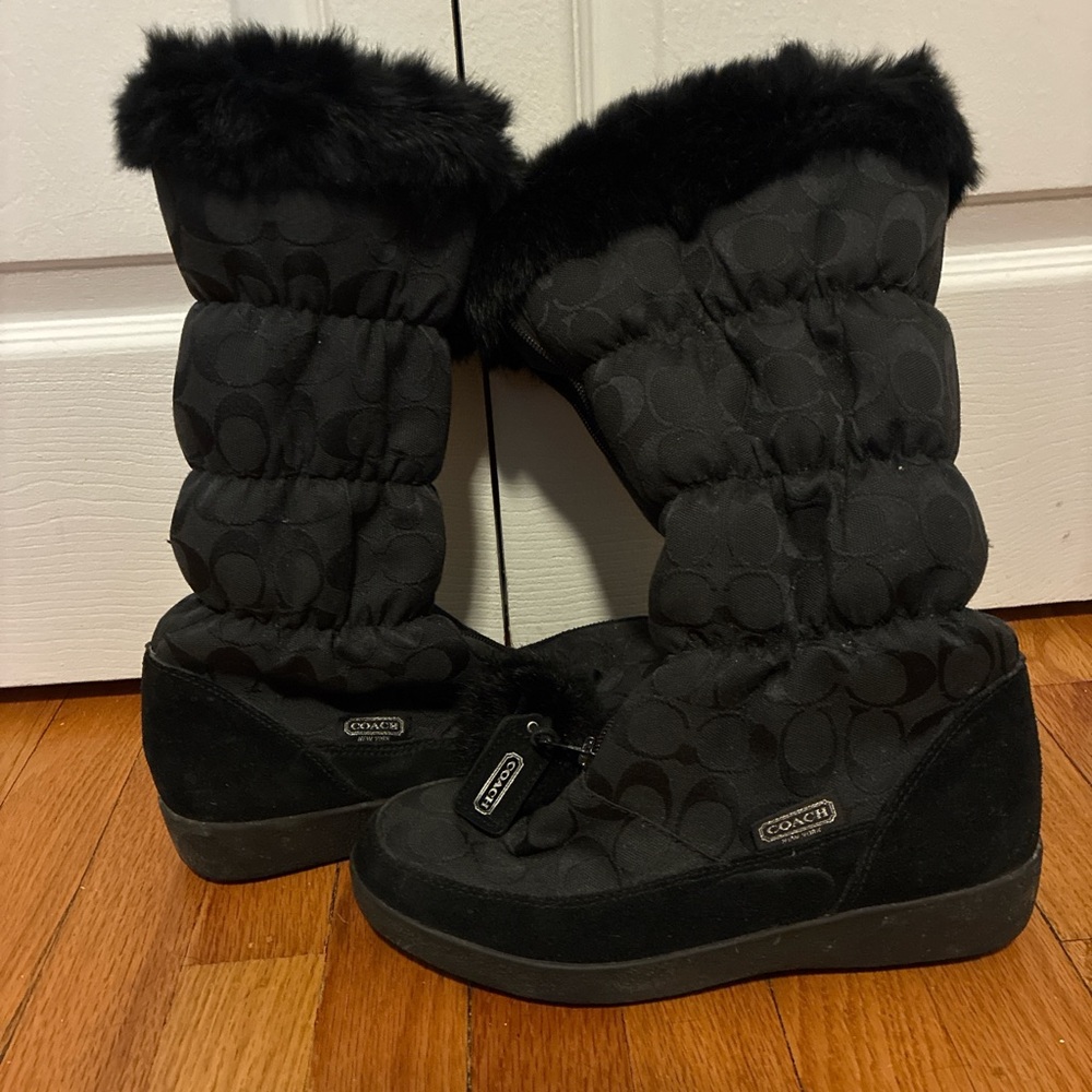 Coach Black Quilted Winter Boots